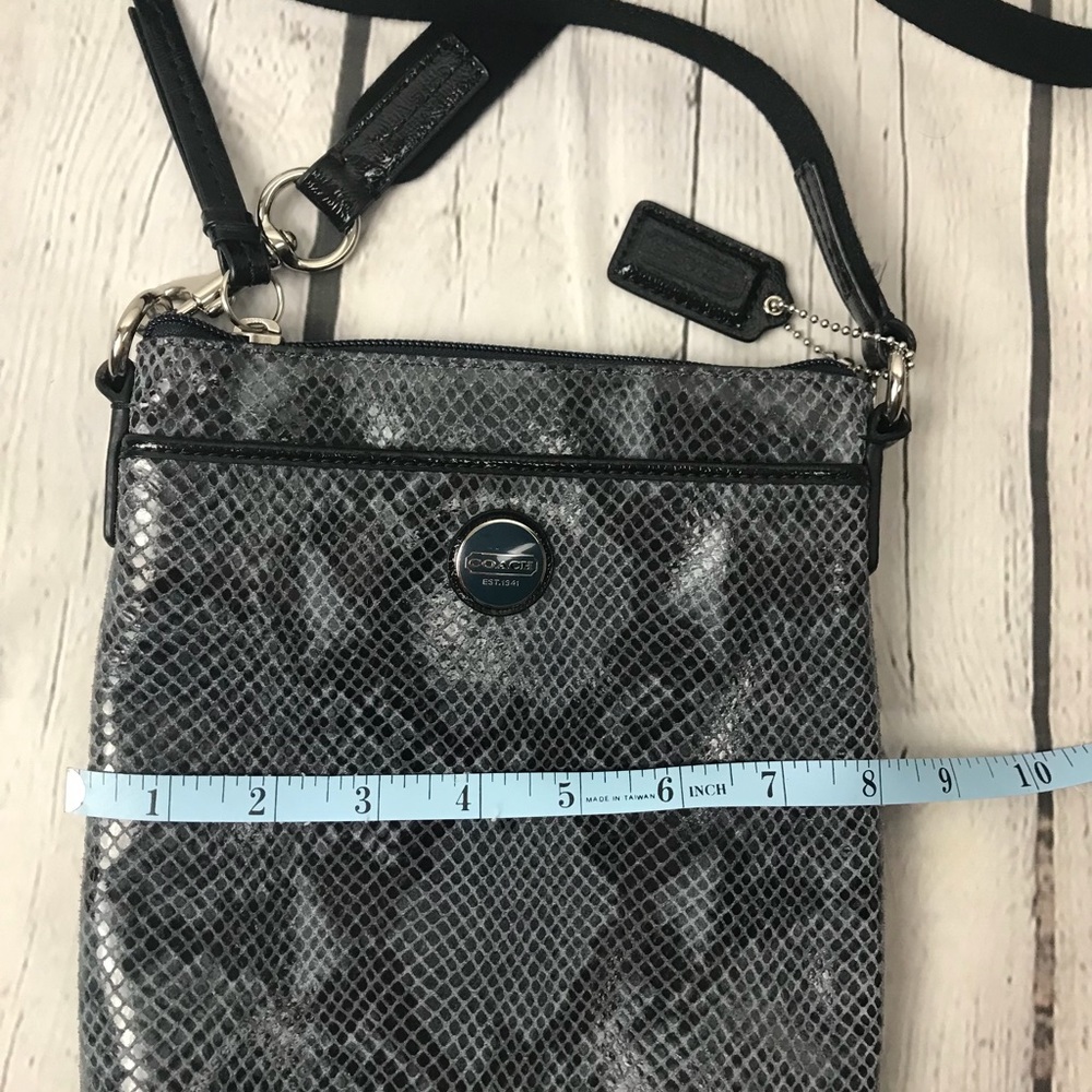 COACH Python Print Crossbody Purse with Patent Leather Accents - Picture 14 of 16